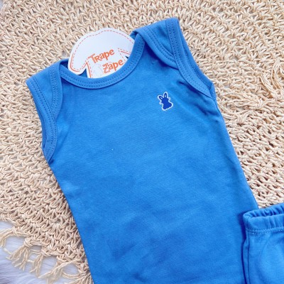 Conj. Body Regata e Tapa Fralda - Azul Jeans